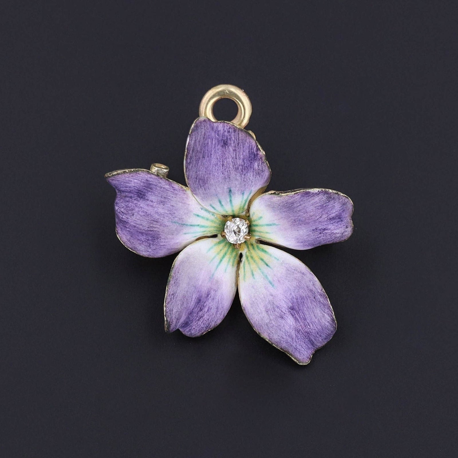 White Violet Flower Brooch | Antique Flower Brooch - Trademark Antiques