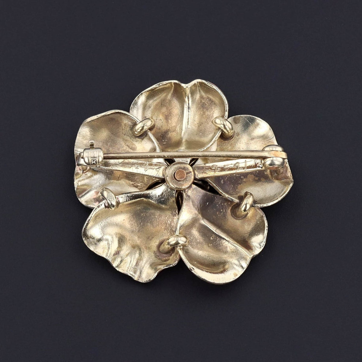 Wild Rose Flower Brooch | Pink Enamel Flower Brooch - Trademark Antiques