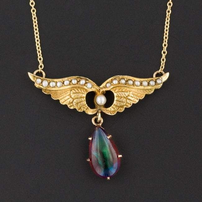 Wings Necklace | Antique Pin Conversion Necklace - Trademark Antiques