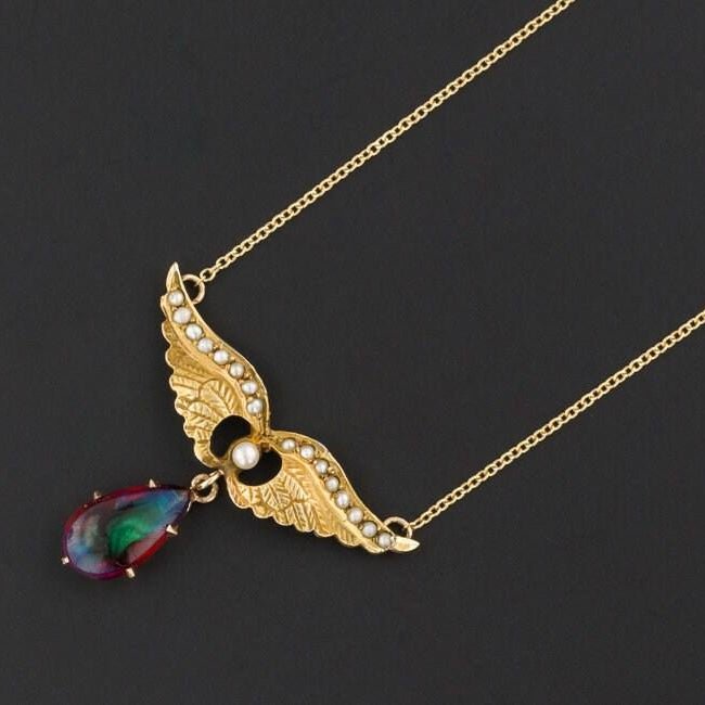 Wings Necklace | Antique Pin Conversion Necklace - Trademark Antiques