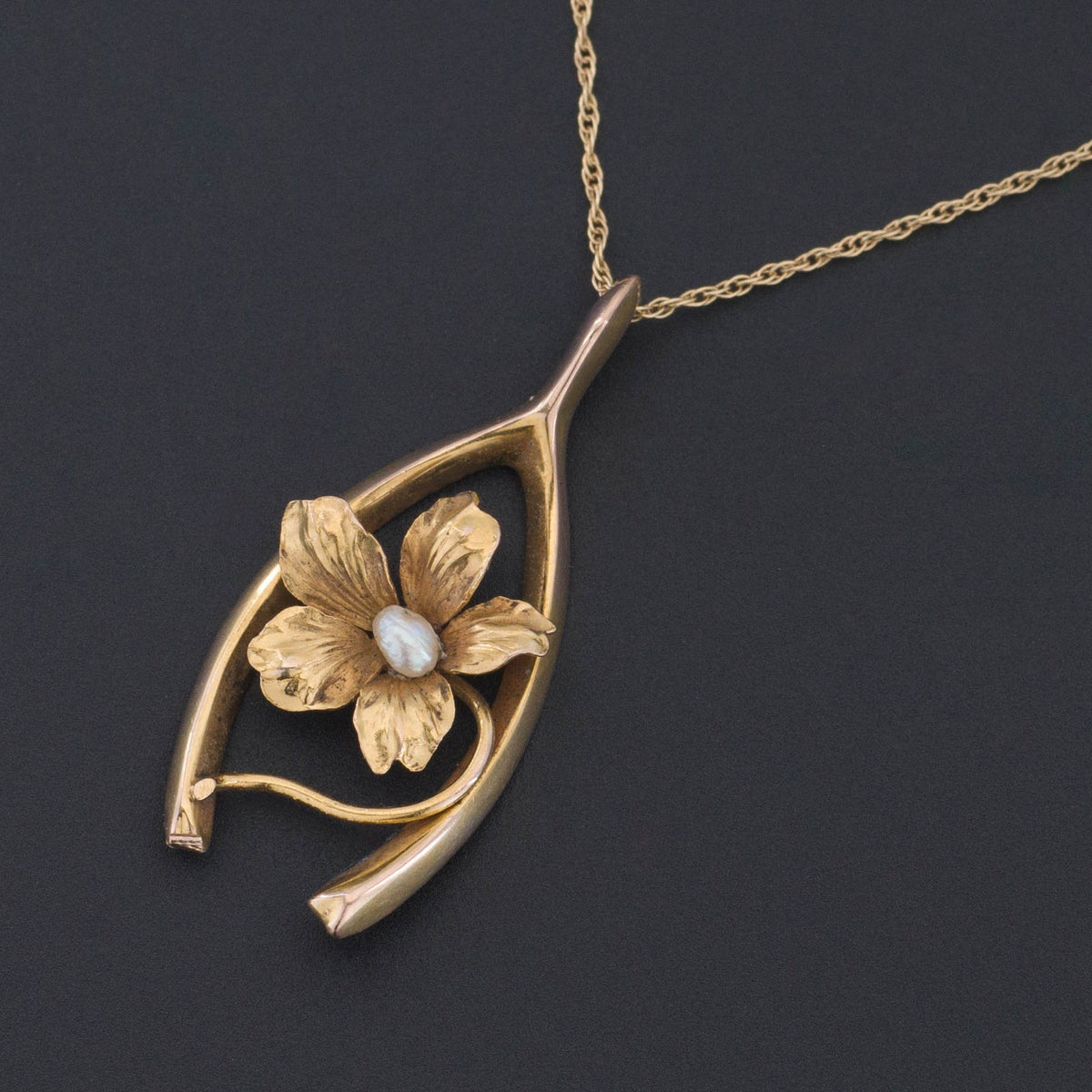 Wishbone Pendant | Antique Pin Conversion - Trademark Antiques