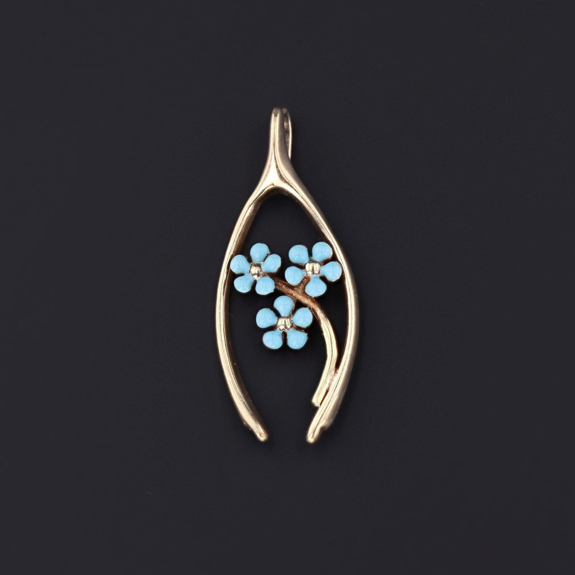 Wishbone Pendant | Forget - me - not Wishbone Pendant - Trademark Antiques