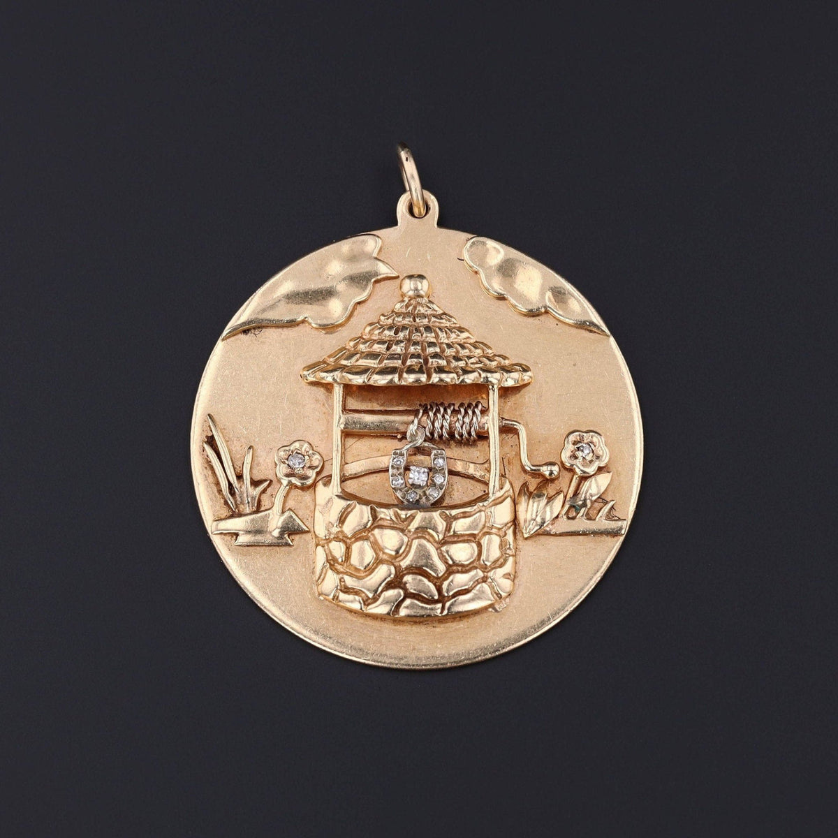 Wishing Well Pendant | 14k Gold &amp; Diamond - Trademark Antiques