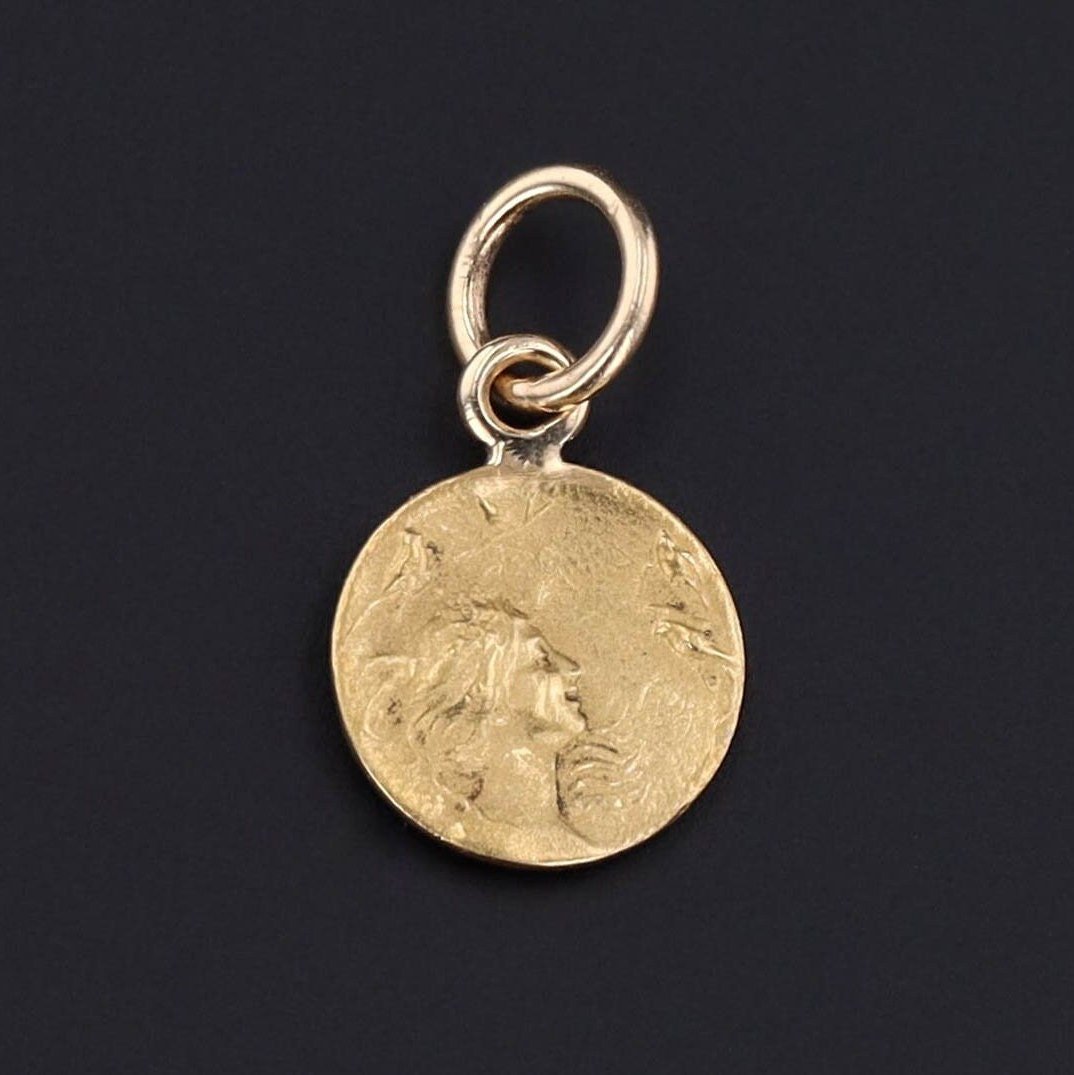 Woman and Birds Charm | Vintage 14k Charm - Trademark Antiques