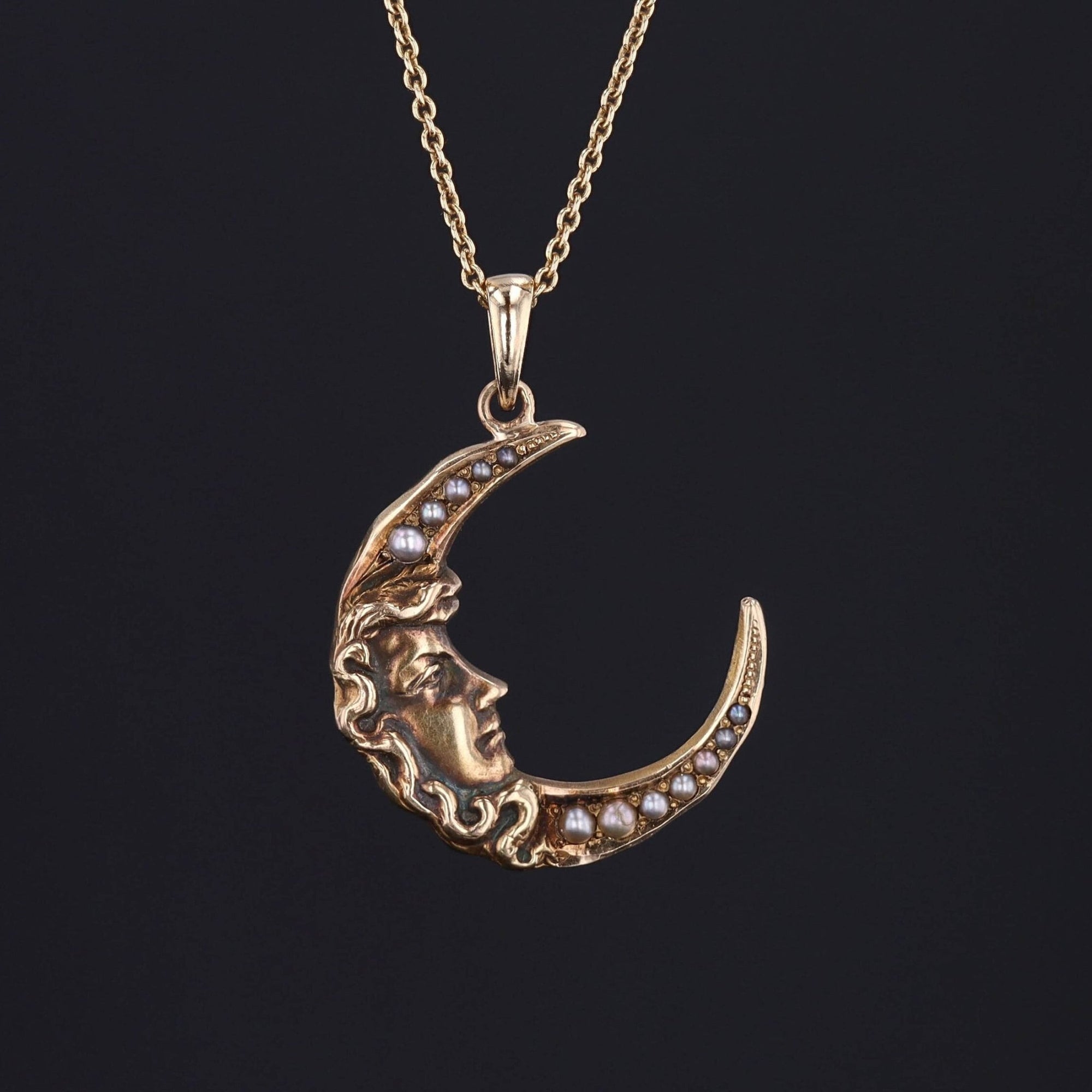 Woman in the Moon | Crescent Necklace - Trademark Antiques
