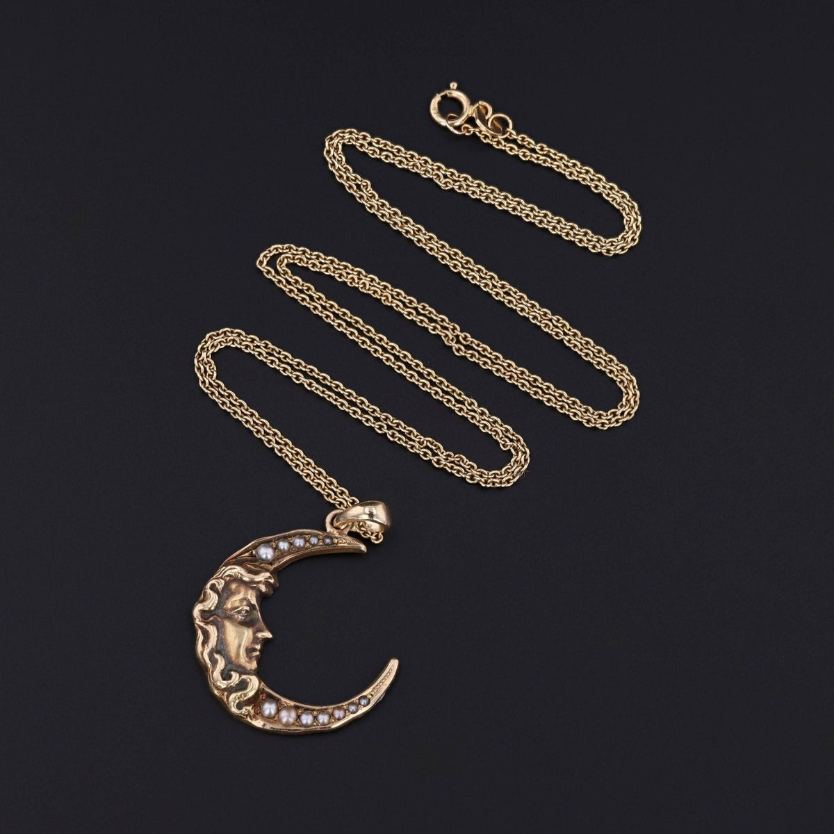Woman in the Moon | Crescent Necklace - Trademark Antiques