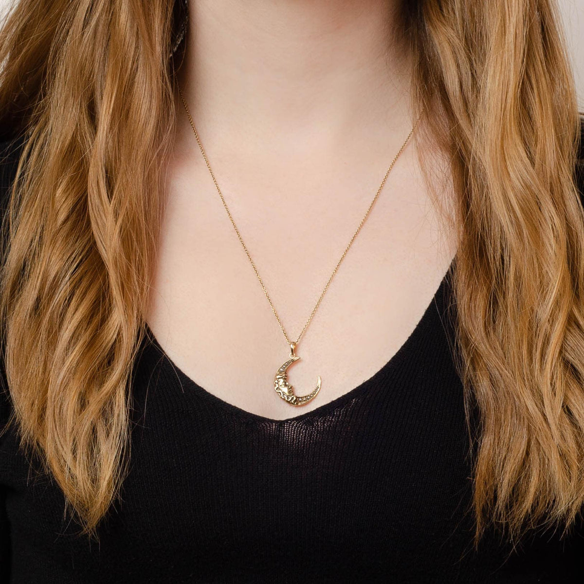 Woman in the Moon | Crescent Necklace - Trademark Antiques