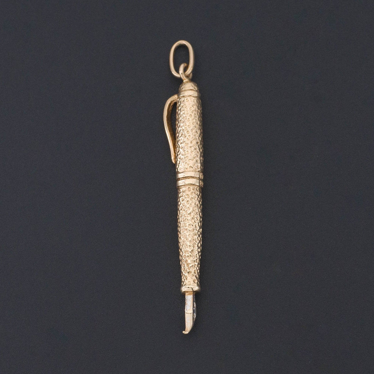 Writer's Gift | Vintage 14k Gold &amp; Diamond Fountain Pen Charm - Trademark Antiques