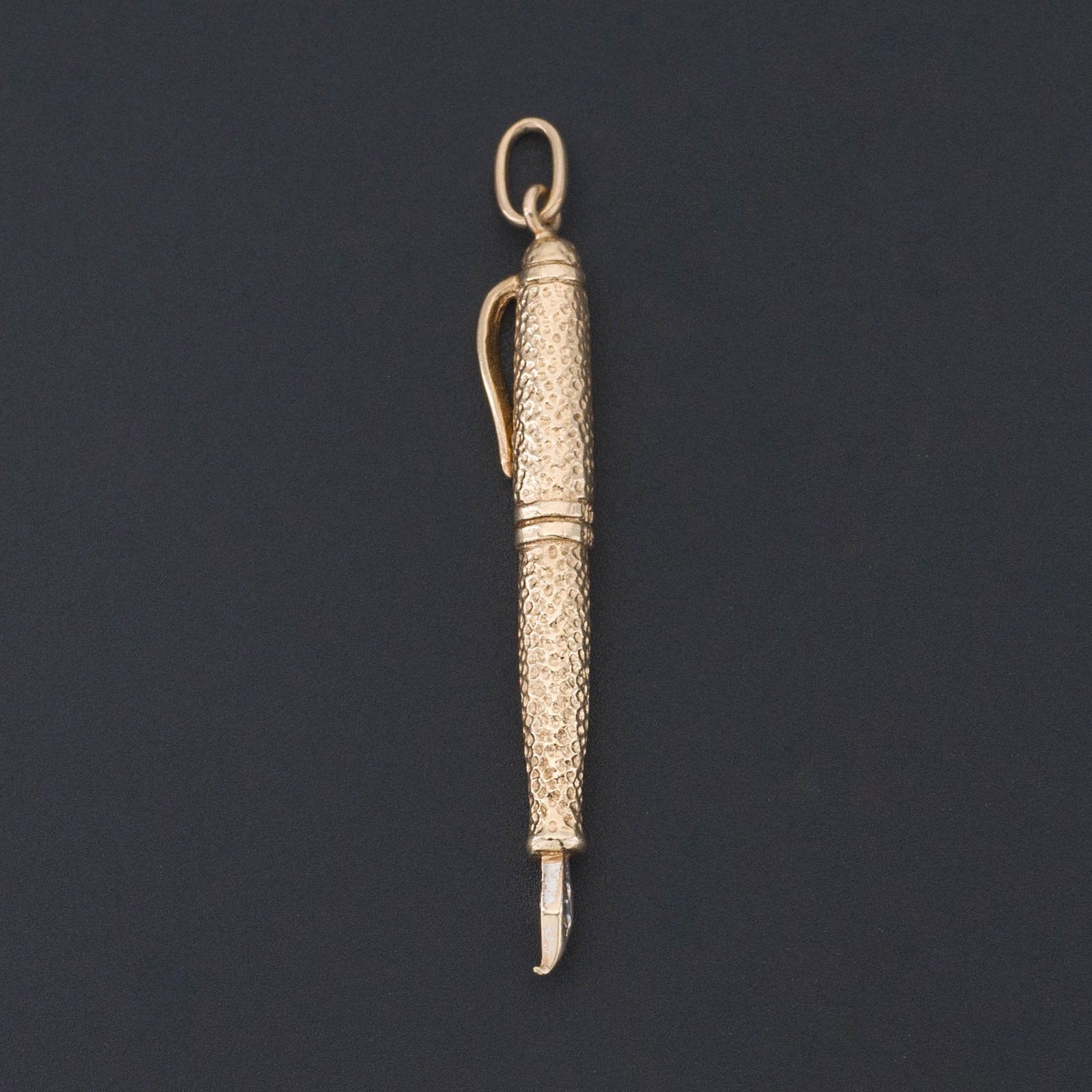 Writer's Gift | Vintage 14k Gold & Diamond Fountain Pen Charm - Trademark Antiques