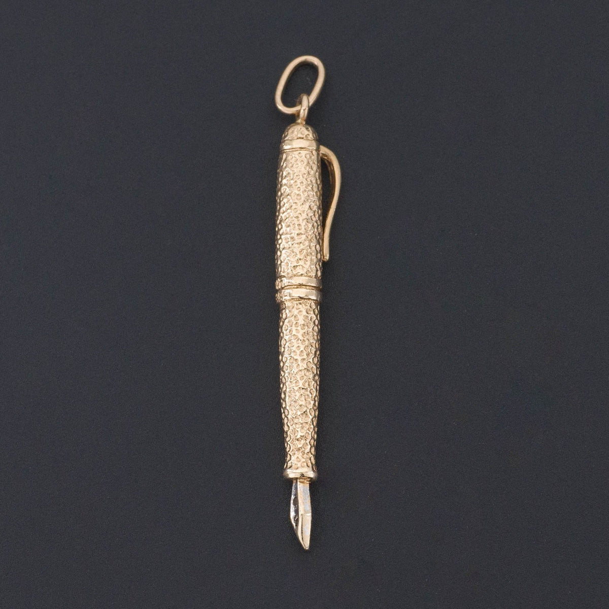 Writer's Gift | Vintage 14k Gold &amp; Diamond Fountain Pen Charm - Trademark Antiques