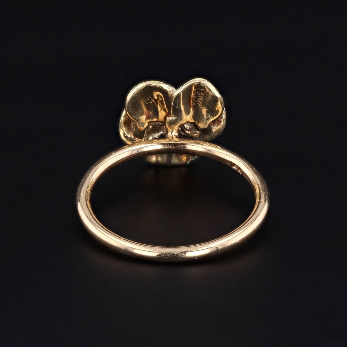 Yellow Enamel Pansy Conversion Ring of 14k Gold - Trademark Antiques