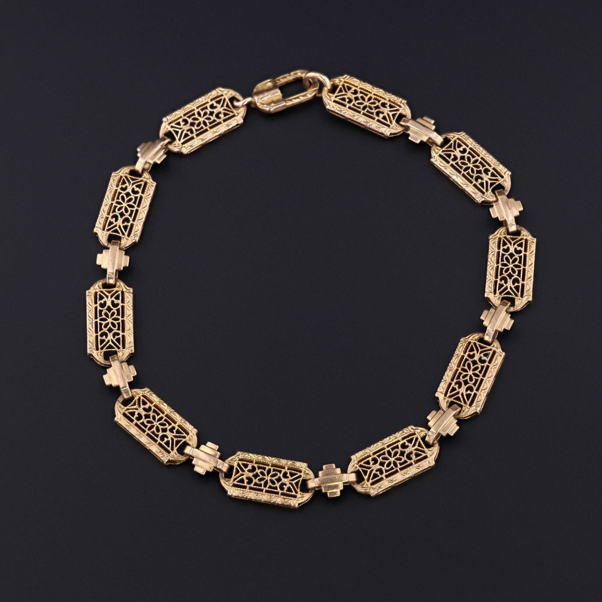 Yellow Gold Filigree Bracelet | Vintage 10k Gold Bracelet - Trademark Antiques