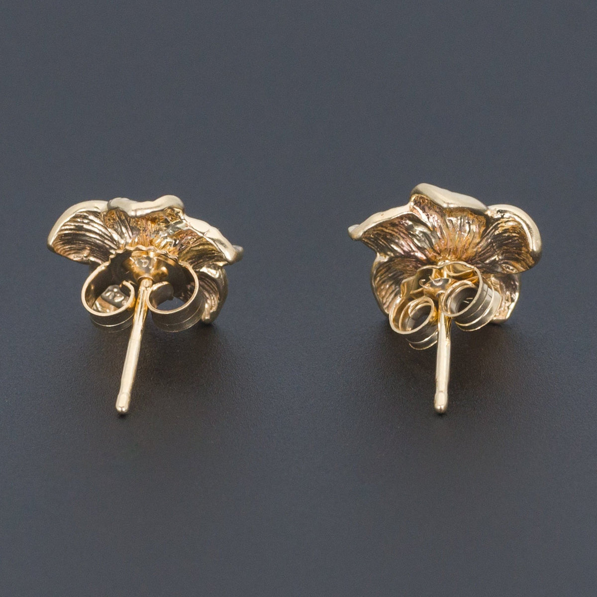 Yellow Gold Flower Earrings | Vintage Diamond Flower Earrings - Trademark Antiques